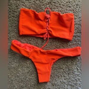 Reversible Ribbed Tube Top Bikini Set